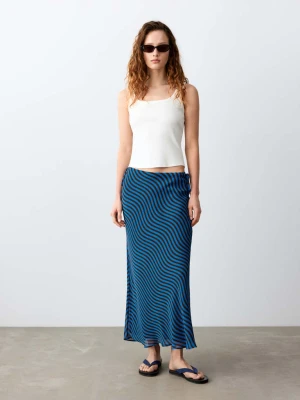 Spódnica midi z pofalowanym nadrukiem electric blue - Dziewczyna - - MANGO TEEN
