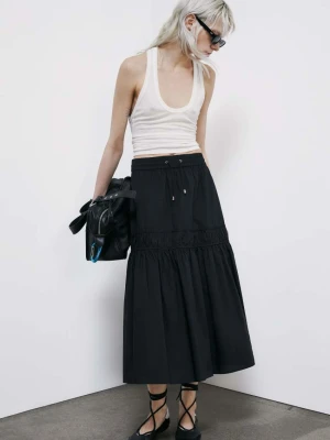 Spódnica midi z popeliny z drapowaniem PATRIZIA PEPE