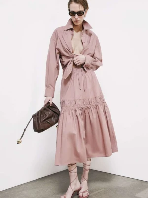 Spódnica midi z popeliny z drapowaniem PATRIZIA PEPE