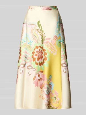 Spódnica midi z satyny ze wzorem na całej powierzchni HERZENS