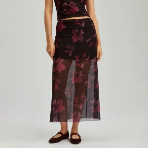 Spódnica midi z siateczkowej dzianiny w kwiaty House