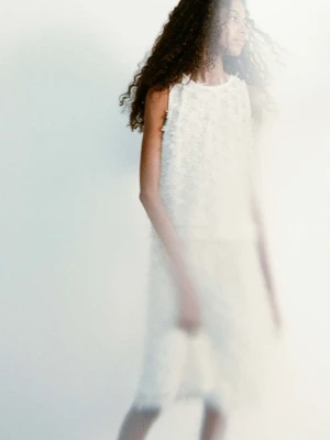 Spódnica midi z tiulu złamana biel - Dzieci - lata - MANGO KIDS