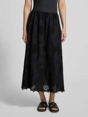 Spódnica midi z wiskozy z haftem angielskim model 'MONA' Bash