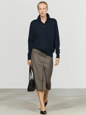 Spódnica Midi W Kratę Ze 100% Wełny Z Zakładką - Szary - Massimo Dutti - Female