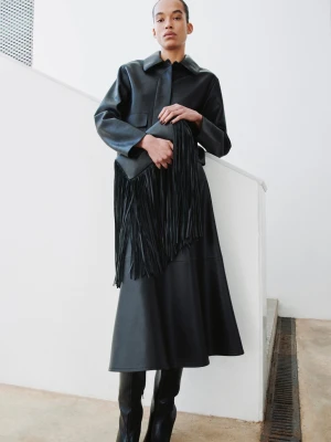 Spódnica midi ze sztucznej skóry czarny - Kobieta - - MANGO