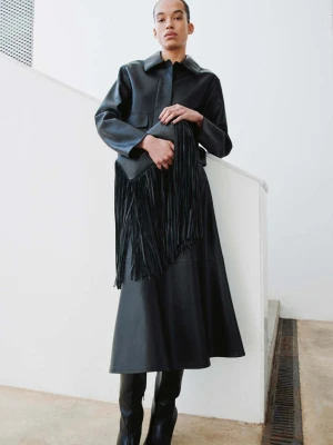 Spódnica midi ze sztucznej skóry czarny - Kobieta - - MANGO