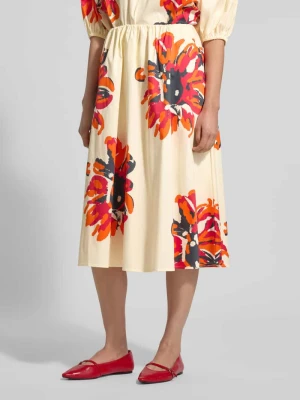 Spódnica midi ze wzorem na całej powierzchni i elastycznym pasem HERZENS