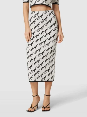 Spódnica midi ze wzorem z logo na całej powierzchni model ‘Sloquette’ HUGO