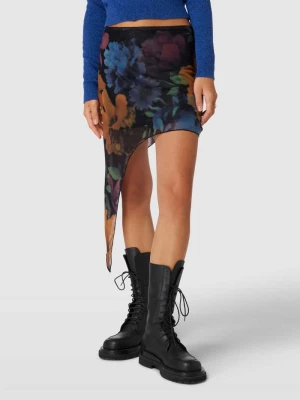 Spódnica mini asymetryczna z siateczki z kwiatowym wzorem Review