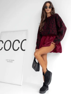 Spódnica mini bombka z szeroką gumą SALUD - bordowa  magmac 