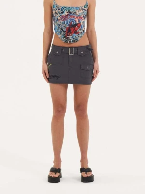Spódnica mini Ed Hardy szary