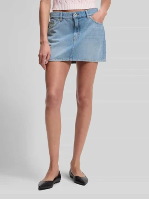 Spódnica mini o kroju straight fit z czystej bawełny w fasonie 5 kieszeni model 'GALANIE_2_B' Hugo Jeansowy niebieski