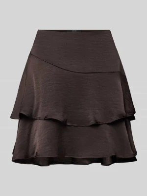Spódnica mini o linii a z falbanami model 'MIRO' Vero Moda Czekoladowy