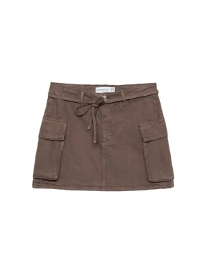 Spódnica mini Stradivarius ciemnobrązowy