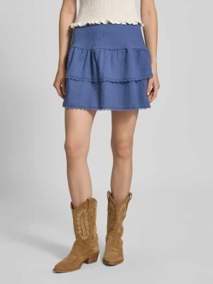 Spódnica mini z efektem stopniowania i koronką REVIEW