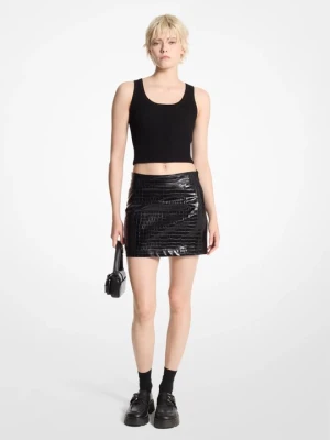 Spódnica mini z fakturą z łuską krokodyla Michael Kors CZARNY (Czarny)