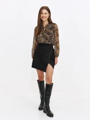 Spódnica mini z imitacji zamszu z ćwiekami Top Secret