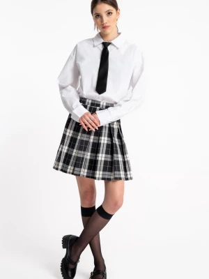 Spódnica mini z kontrafałdami w biało-czarną kratę Reporter Young