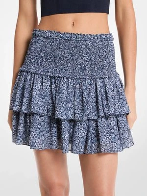 Spódnica mini z kwiecistej marszczonej żorżety MICHAEL Michael Kors