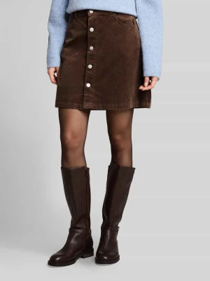 spódnica mini z mieszanki bawełny model 'D-ROCK' Tom Tailor Ciemnobrązowy