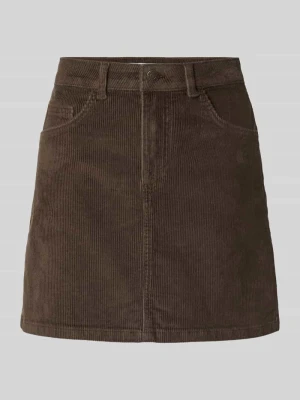 Spódnica mini z mieszanki bawełny w imitacji sztruksu model 'Yolanda' Noisy May Czekoladowy