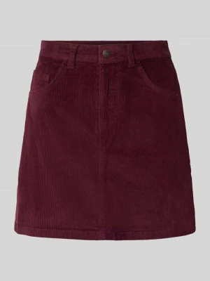 Spódnica mini z mieszanki bawełny w imitacji sztruksu model 'Yolanda' Noisy May Oberżynowy