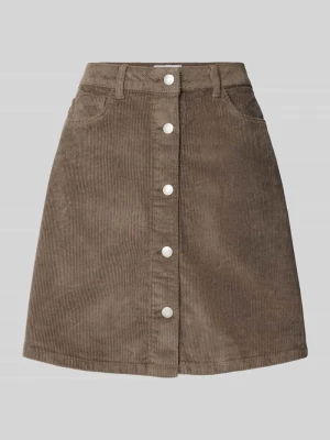 Spódnica mini z mieszanki bawełny w imitacji sztruksu Noisy May Jasnobrązowy