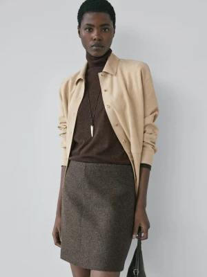 Spódnica Mini Z Mieszanki Wełny - Czekoladowy - - Massimo Dutti - Kobieta
