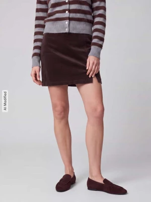 Lekko rozszerzana spódnica mini z mieszanka bawełny model 'FLORA' Only Czekoladowy