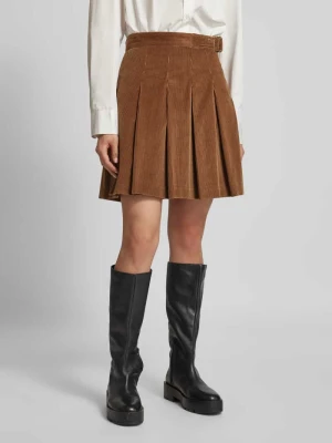 Spódnica mini z zakładkami w pasie Weekend Max Mara Orzechowy