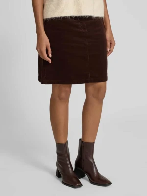 Spódnica mini ze sztruksu model ‘Cordy’ Freequent Ciemnobrązowy