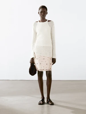 Spódnica Mini Ze Zdobieniami - Surowy - - Massimo Dutti - Kobieta