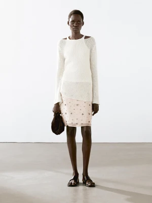 Spódnica Mini Ze Zdobieniami - Surowy - - Massimo Dutti - Kobieta