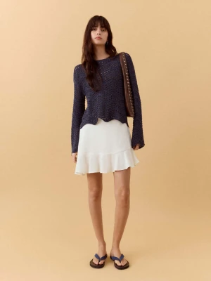 Spódnica o asymetrycznym kroju z falbankami złamana biel - Dziewczyna - - MANGO TEEN