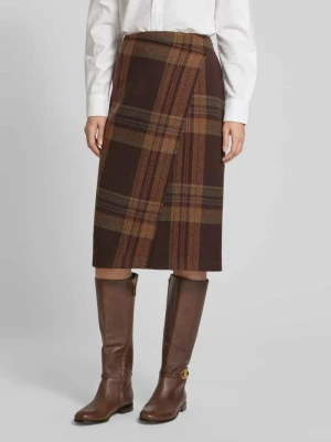Spódnica o długości do kolan z mieszanki wełny lana w kopertowym stylu Polo Ralph Lauren