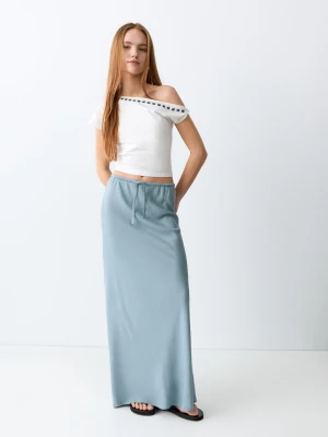 Spódnica o prostym kroju z mieszanki lnu błękitny - Dziewczyna - - MANGO TEEN