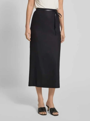 Spódnica ołówkowa z mieszanki lnu z wiązanym paskiem Stefanel