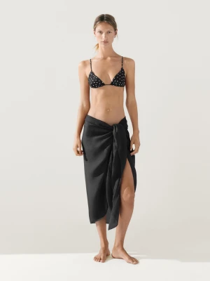Spódnica Pareo 100% Ramia - Czarny - Massimo Dutti - Female