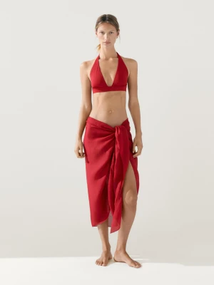 Spódnica Pareo 100% Ramia - Czerwony - - Massimo Dutti - Kobieta