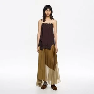 Spódnica Patchwork lejąca camel BIMBA Y LOLA