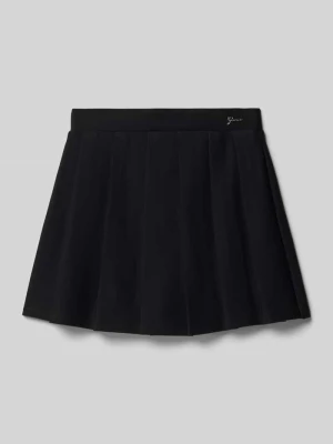 Spódnica plisowana z mieszanki wiskozy z aplikacją z logo model ‘Milano’ Guess