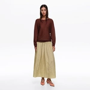 Spódnica rozkloszowana marszczona Dots mini oliwkowa BIMBA Y LOLA