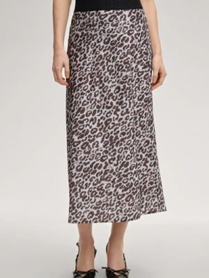 Spódnica satynowa Saidy w jasnoniebiesko-brązowy wzór lamparta Joop