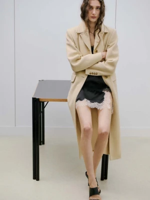 Zdjęcie produktu Spódnica satynowa z koronką czarny - Kobieta - - MANGO