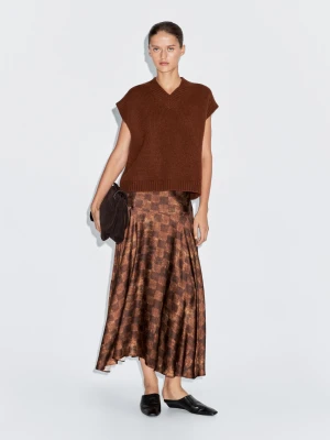 Spódnica Średniej Długości W Szachownicę - Metaliczny - - Massimo Dutti - Kobieta