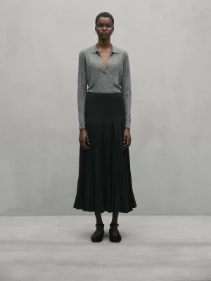 Zdjęcie produktu Spódnica Średniej Długości Z Godetem – Studio - Czarny - - Massimo Dutti - Kobieta