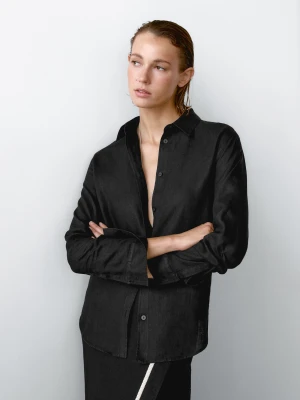 Zdjęcie produktu Spódnica Średniej Długości Z Kontrastowym Haftem - Czarny - - Massimo Dutti - Kobieta