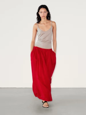 Spódnica Średniej Długości Z Mieszanki Ramii - Czerwony - - Massimo Dutti - Kobieta