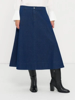 Spódnica trapezowa Barbour ciemnoniebieski denim
