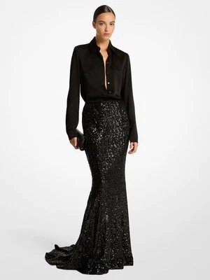 Spódnica typu fishtail z cekinami z elastycznym stretchem MICHAEL KORS COLLECTION